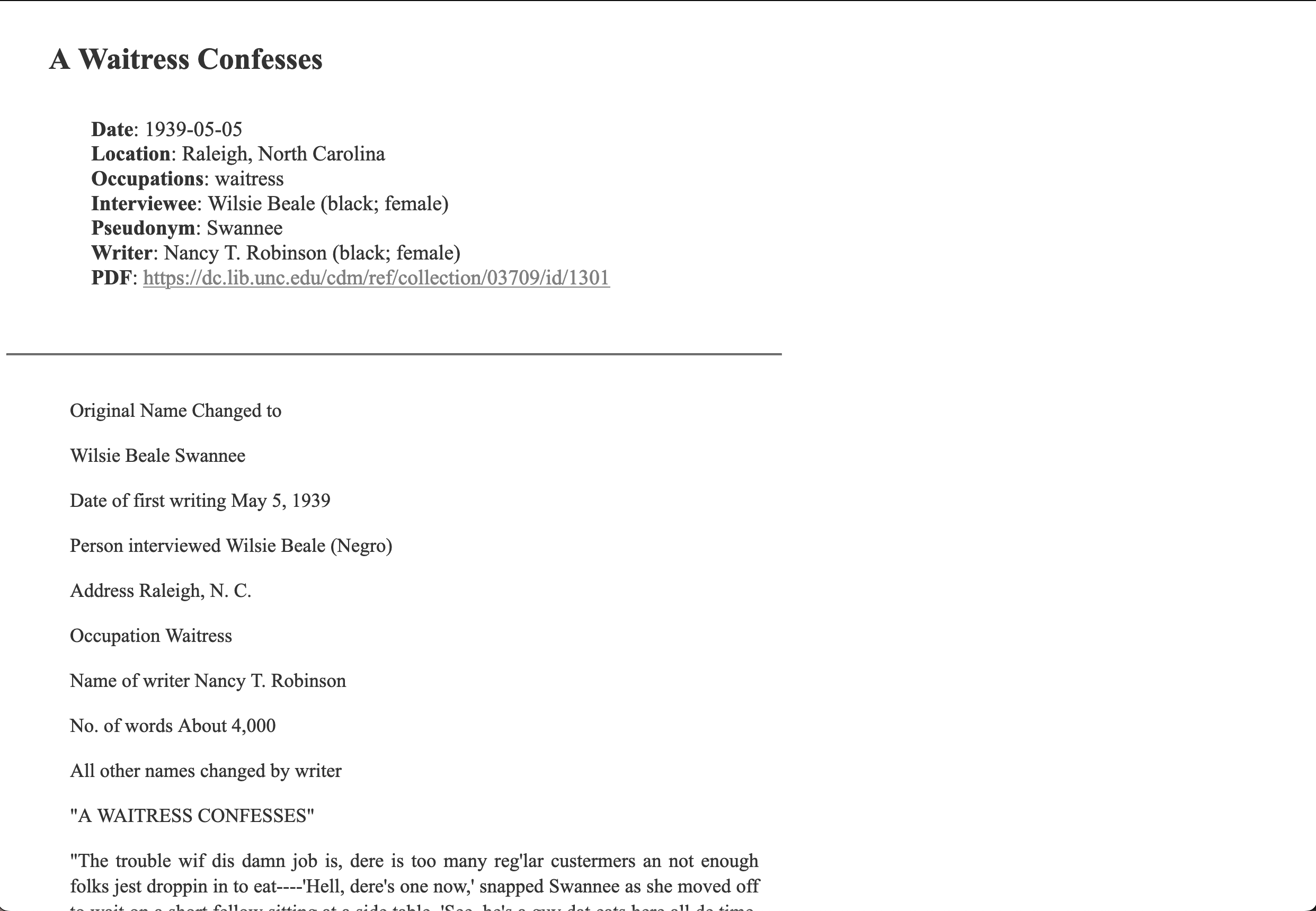 screenshot of project cover page